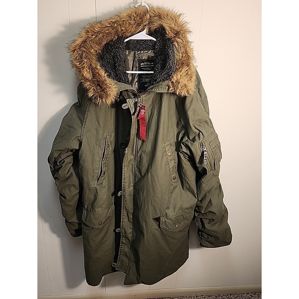 Alpha Industries Military Standards Parka Coat Sz 5XL Olive Green!!